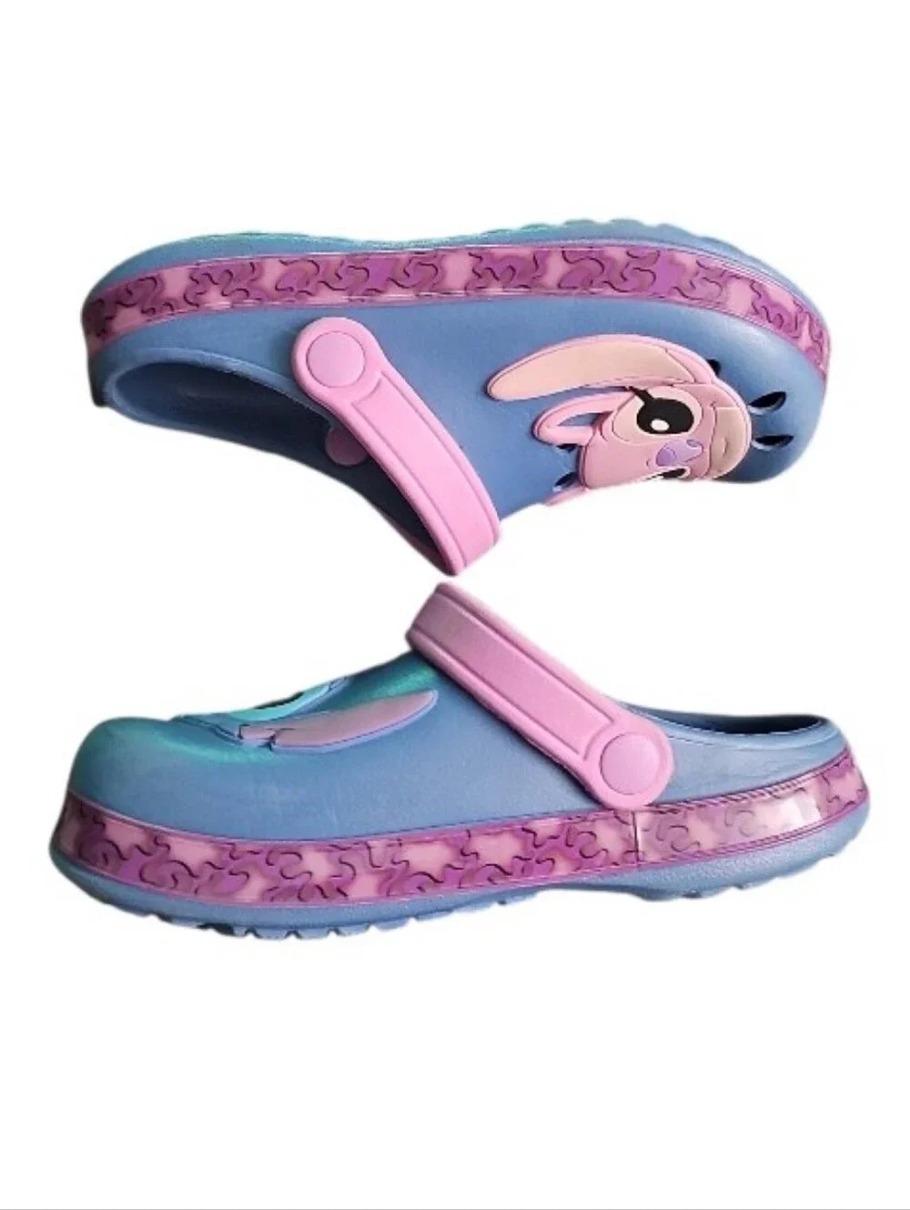 Disney Stitch Angel Clogs Kids 11/12 Blue Pink Slip On Sandals Lilo & Stitch